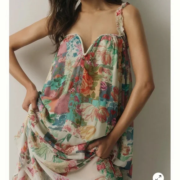 NWT Anthropologie Chiffon Shift Midi Dress - Picture 3 of 6